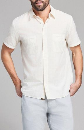 Billy Reid Corded Plaid Donelson Short Sleeve Button-Up Shirt in Tinted White Multi at Nordstrom, Size Xx-Large