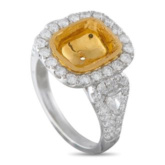 Luxury Bazaar 18K White Gold 1.30ct Diamond Halo Mounting Ring MF14-082026