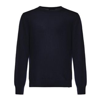 Fay Maglione girocollo in lana Merino - - Knitwear - Uomo - Blu - 2XL