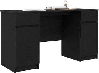 vidaXL Vidaxl - Desk with Drawer Black oak 140 x 49 x 76 cm Engineered wood