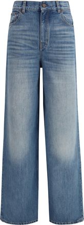 Chlo&eacute; Womens Jeans High-Rise Wide-Leg Dream Blue Cotton