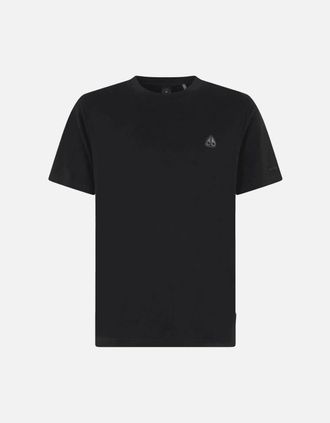 Moose Knuckles Mens Crescent Metal Logo Regular Fit Black T-Shirt - Size: 38