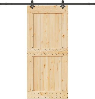 vidaXL Vidaxl - Puerta Corredera Con Herrajes Madera Maciza De Pino 100x210 Cm