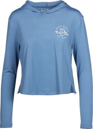 Salt Life Seaglass Bay Hoodie Womens Elemental Blue High-Low Pullover FTS476
