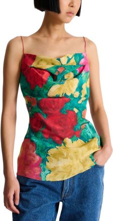 Balmain Printed crepe de Chine top with thin straps in Multicolor at Nordstrom, Size 36 Eu
