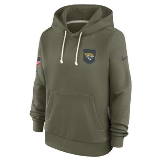 Nike Jacksonville Jaguars Salute to Service Sideline Nike Womens Dri-FIT NFL Pullover Hoodie in Brown | 03C32DHA2F-ACE
