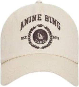 Anine Bing Jeremy Baseball Cap Collegiate - Dames - Petten - Beige - ONE Size - Katoen - Accessoires