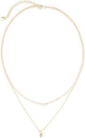 Argento Vivo Faux Pearl & Star Double Strand Chain Necklace in Gold at Nordstrom Rack