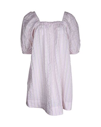 Ganni Ganni Striped Seersucker Night Dress in Pink Cotton