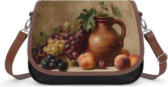 Generic Grapes Peach Fashion Womens Crossbody Bags Novelty Handbag Shoulder Bag Purse