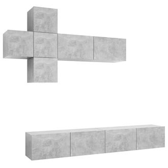 vidaXL Set De Muebles De Sal&oacute;n 7 Pzas Madera Ingenier&iacute;a Gris Hormig&oacute;n Vidaxl