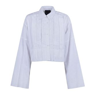 Souvenir Shirts, female, White, Size: S Camicia Cropped con Pieghe