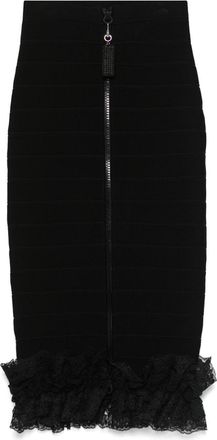 Self Portrait x Christopher Kane ruffle knit midi skirt - Black