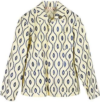 Marni Cream & blue embroidered cutwork jacket Size S