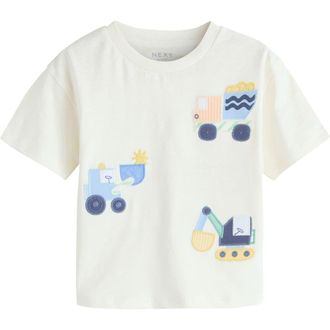 Next Kids Digger Appliqu&eacute; Cotton T-Shirt in Neutral at Nordstrom, Size 1.5-2Y