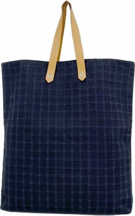 Herm&egrave;s Black Purple Canvas Tote Bag (Pre-Owned)