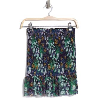 Desigual Printed Smocked Miniskirt in Navy Blue at Nordstrom Rack, Size X-Small