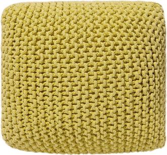 Beliani Puf Otomana Amarillo Tejido De Algod&oacute;n Relleno De Eps Reposapi&eacute;s Peque&ntilde;o Cuadrado 50 X 50 X 31 Cm Conrad