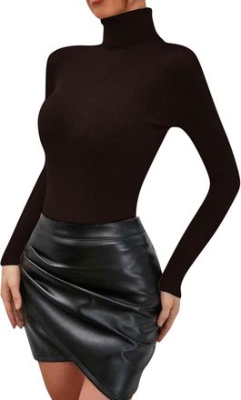 Generic Ladies Cashmere Jumpers, Turtleneck Jumper Women - Solid Color Thin Knitwear Fashion Knit Tops Casual Versatile Pullover Sweater Lightweight Undershir