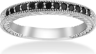 Pompeii3 1/6ct Black Diamond Wedding Anniversary Vintage Ring Size Selectable