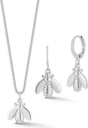 Glaze Jewelry Bee Pendant Necklace & Drop Earrings Set in Silver at Nordstrom Rack