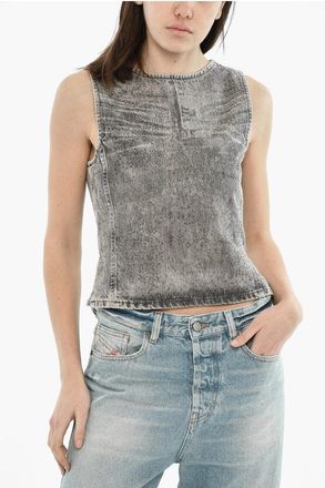 Diesel Denim Top DE-PINAR-S With Rhinestones And Back Zip size Xxs