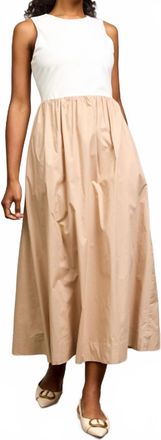 Skies Are Blue Clothing Whitlee Two-Tone Maxi Dress In Cream & Beige