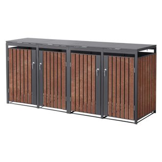 ML Design Cobertizo de exterior para 4 cubos basura 264x80x120cm marr&oacute;n &oacute;xido