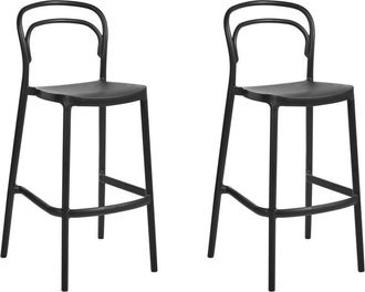 Beliani Set di 2 sedie da bar in plastica moderna resistente agli agenti atmosferici per uso interno ed esterno Nero Porano