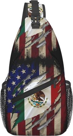 Generic Proud Mexican American Flag Mexican Roots Cross Body Bag Breathable Crossbody Bag Adjustable Backpack For Sports Cycling Workout