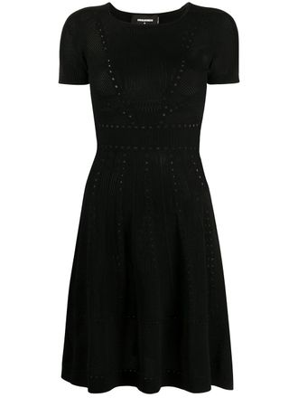 Dsquared2 pointelle knit short dress - women - Polyester/Viscose - S - Black