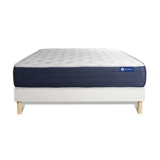 Actisom Somier blanco + colch&oacute;n con espuma viscoel&aacute;stica 140 x 190