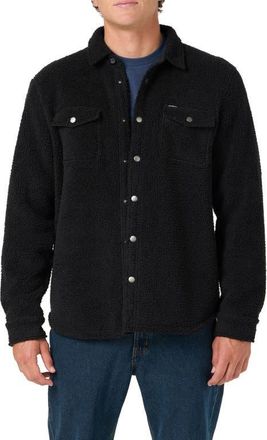 O'Neill Glacier Solid Superfleece Snap-Up Overshirt in Black at Nordstrom, Size X-Large