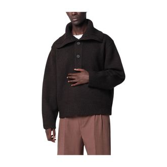 STUDIO NICHOLSON Orena Button-up Jumper - Heren - Truien - Bruin - Maat: XL