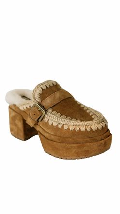 Mou Womens Platform With Buckle Strap Clog In Cognac