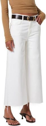 Citizens Of Humanity Lyra Raw Hem High Waist Crop Wide Leg Jeans in Soft White at Nordstrom, Size 29P