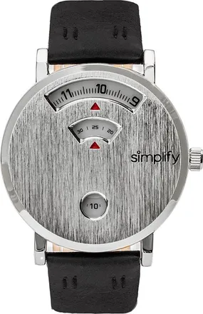 Simplify The 7000 Leather-Band Watch in Silver/black at Nordstrom