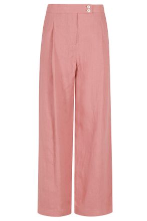 Eleventy Raspberry Front-Dart Straight-Leg Linen Pants