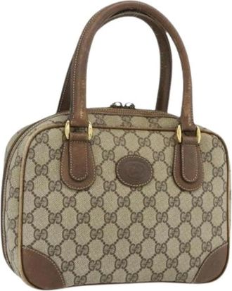 Gucci Pre-owned Handbags, female, Beige, Size: ONE SIZE Pre-owned Vintage Canvas Hand Bag