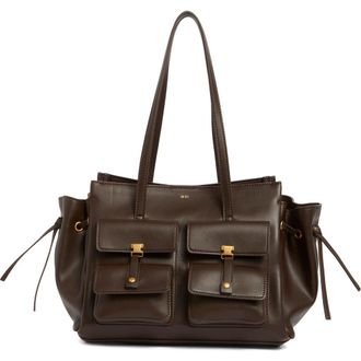 JW PEI Linda Small Faux Leather Tote in Dark Brown at Nordstrom Rack