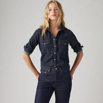 Levi's Iconic Western Linen+ Denim Shirt - Womens - 2XS - Blue