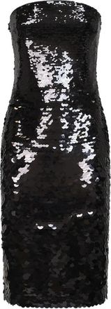 Alex Perry Strapless Corset Jurk met Gebogen Lijn - Dames - Feestkleedjes - Zwart - S - Polyester - Kleedjes
