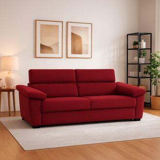 Dmora Dmora - Sof&aacute; Fijo 2 Plazas Gorreto, Sof&aacute; Lineal Para Sal&oacute;n, Acolchado, Desenfundable, Calidad 100% Made In Italy, 205x95 H100 Cm, Rojo