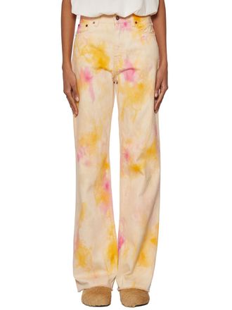 Haikure Womens Denim Mod Korea Jeans - Orange Cotton - Size 26 (Waist)