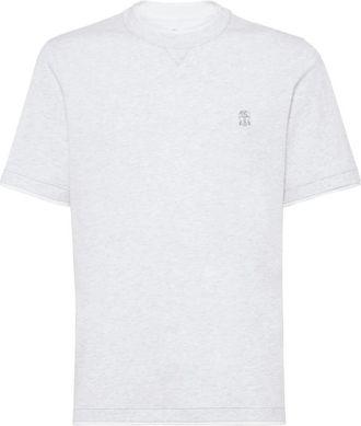 Brunello Cucinelli Felpa con ricamo logo - - Tops - Uomo - Grigio - L