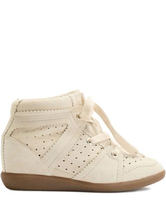 Isabel Marant Bobby perforated scalloped-edge sneakers - Neutrals