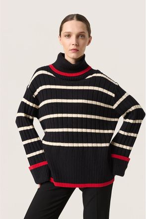 Soaked In Luxury Slmusling Rollneck Rib Knit Pullover in Black at Nordstrom, Size X-Small