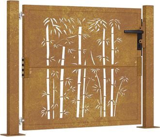 vidaXL Puerta De Jard&iacute;n Acero Corten Dise&ntilde;o Bamb&uacute; 105x80 Cm Vidaxl