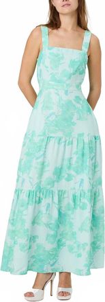 French Connection Cooper Linen Sophie Fleur Maxi Dress In Mermaid Green