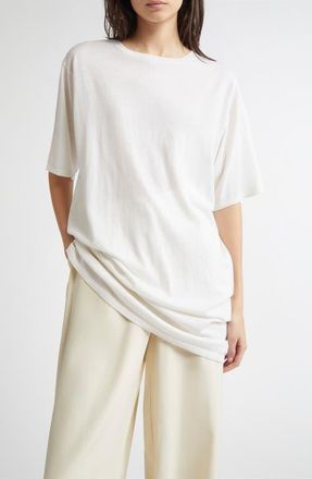 Toteme Longline Wool Blend Knit T-Shirt in White at Nordstrom, Size Medium